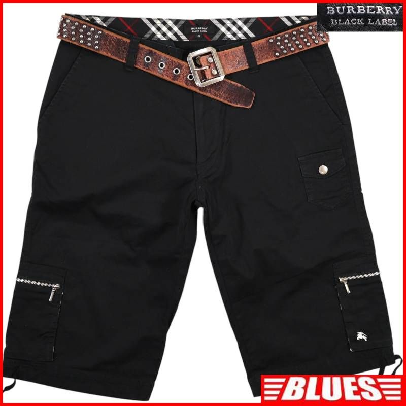 BURBERRY BLACK LABE 廃盤 バーバリーブラックレーベル ハーフパンツ W34 カーゴパンツ ショートパンツ 82 ブラック ノバチェック メンズ バーバリー_ウエスト83cmから87cm一覧←SEULB屋着古← TY4555