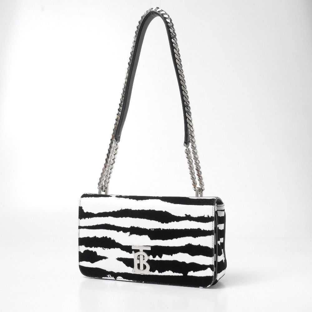 BURBERRY バーバリー AMALL LOLA スモール ローラ ショルダーバッグ TB ゼブラ柄 フロック加工 イタリア製 ブランド古着【中古】20260617/RA9876