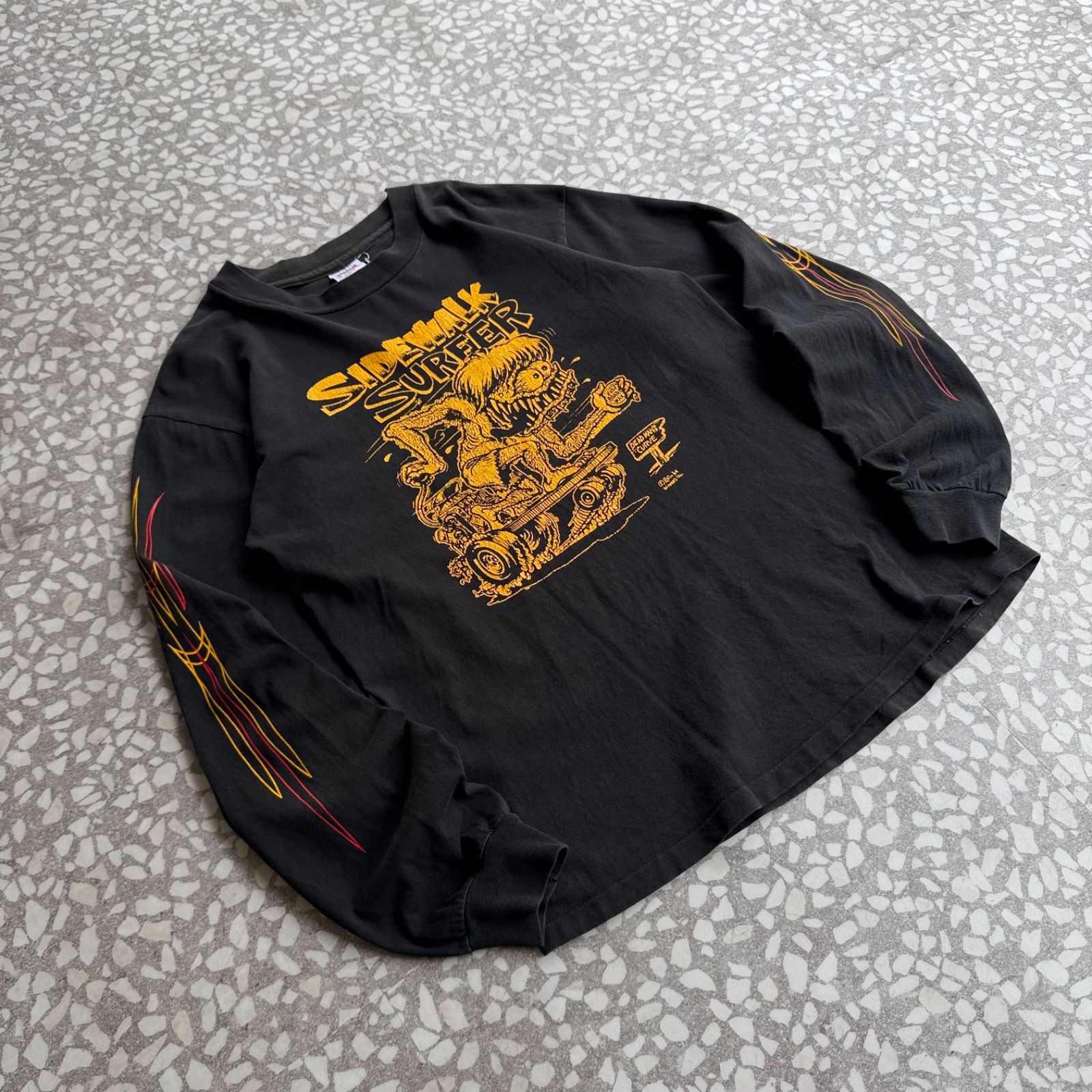 [ Archive アーカイブ Y2K ] anvil / 90’s usa製 sidewalk surfer ls Tee サイドウォーク・サーファー アメリカ製　ラットフィンク　長袖Tシャツ　ストリート　 スケーター sk8