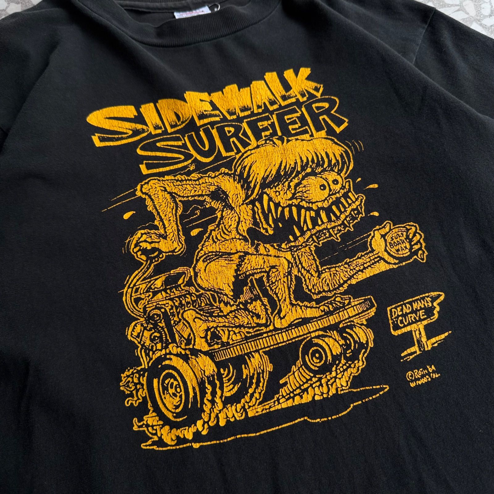 [ Archive アーカイブ Y2K ] anvil / 90’s usa製 sidewalk surfer ls Tee サイドウォーク・サーファー アメリカ製　ラットフィンク　長袖Tシャツ　ストリート　 スケーター sk8