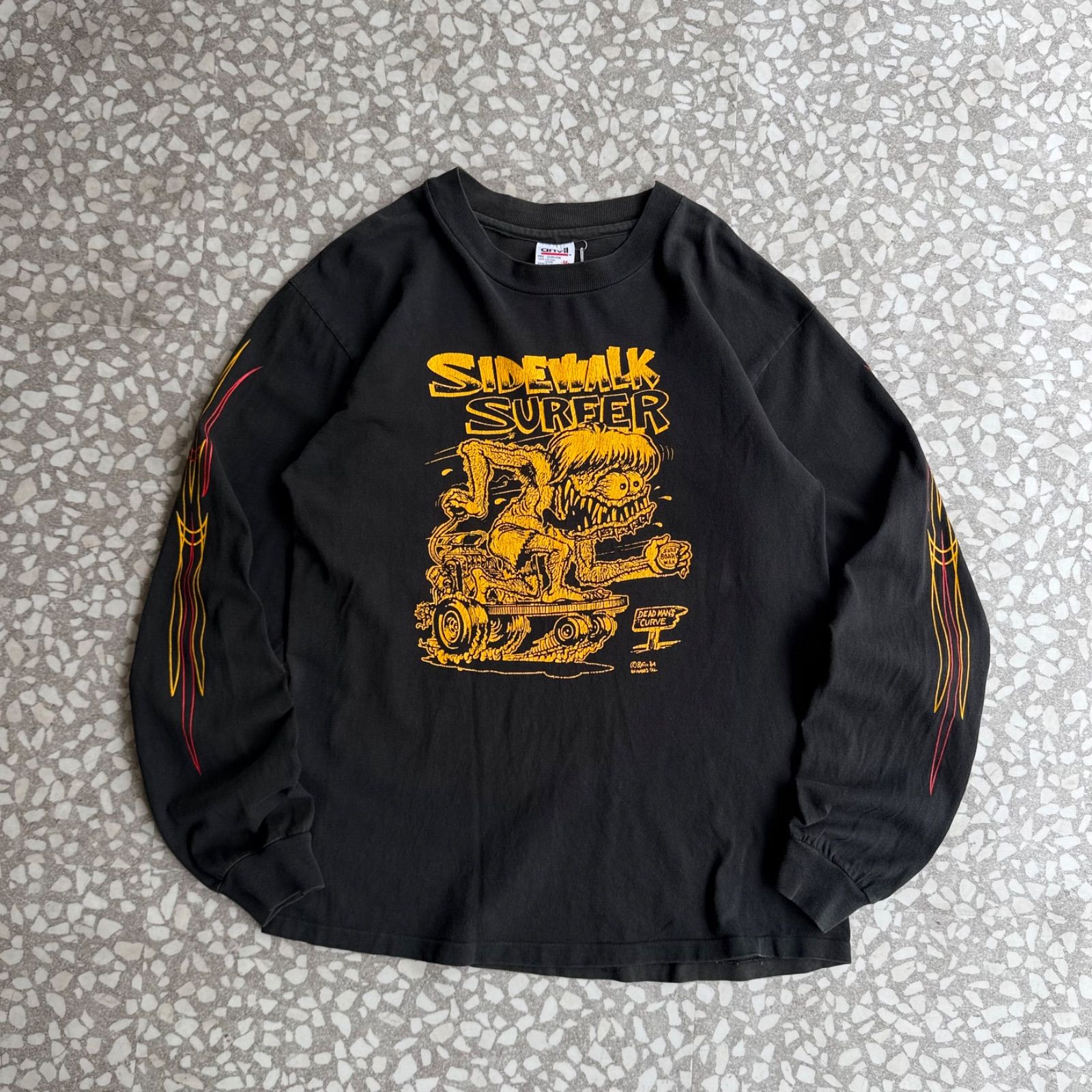 [ Archive アーカイブ Y2K ] anvil / 90’s usa製 sidewalk surfer ls Tee サイドウォーク・サーファー アメリカ製　ラットフィンク　長袖Tシャツ　ストリート　 スケーター sk8