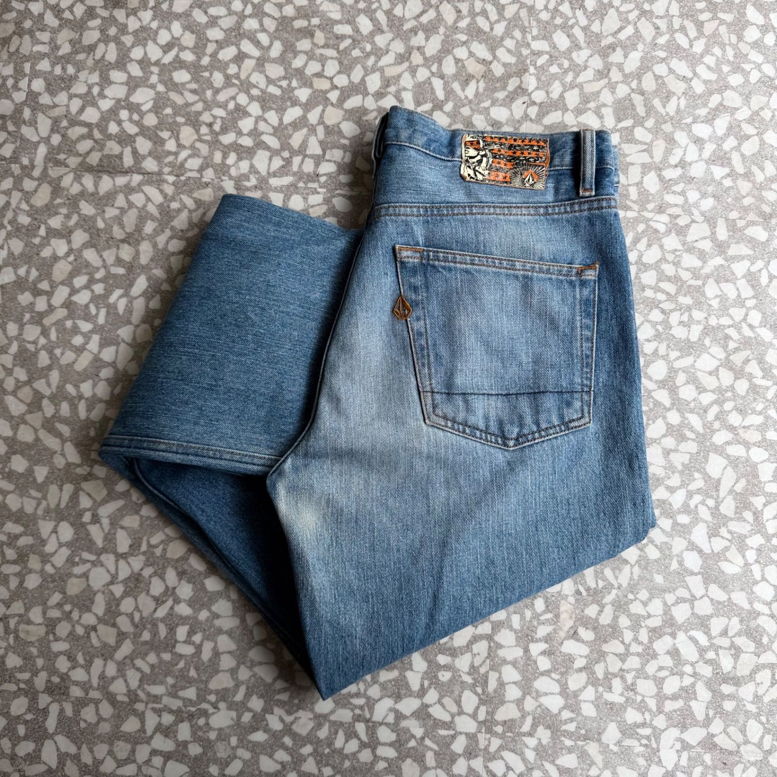 [ Archive アーカイブ Y2K ] VOLCOM / 90’s usa製 blue denim size 31×32 オールドヴォルコム　ブルーデニム　横ノリ　ジーパン　ストリート バギー　スケーター sk8