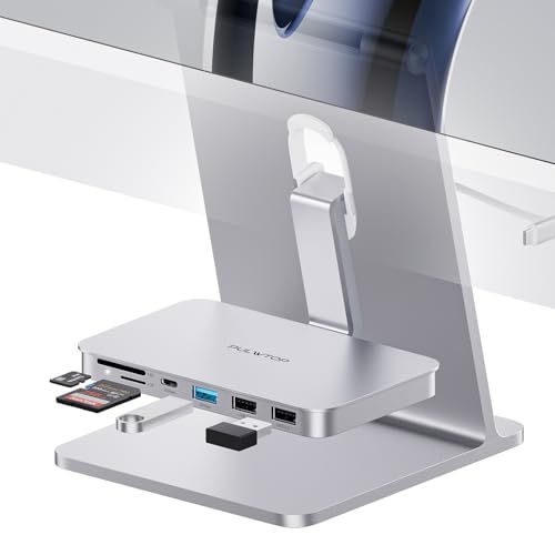 iMac アクセサリー i-Mac 2021/2023/2024用 USB Cハブ、PULWTOP USB C ハブ USB A/C 10Gbps、M1/M3/M4 用、USB A 2.0 2基、SD/TF カードリーダー搭載 Silverｍａ