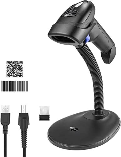 スタンド付きワイヤレスバーコードスキャナーNetumScanポータブル2-in-1バーコードリーダー2.4GHzワイヤレスおよびUSB2.0有線CCDバーコードスキャナーPCラップトップおよびコンピューター用のハンドヘルドコードレスバーコードリーダー (2ｍａ