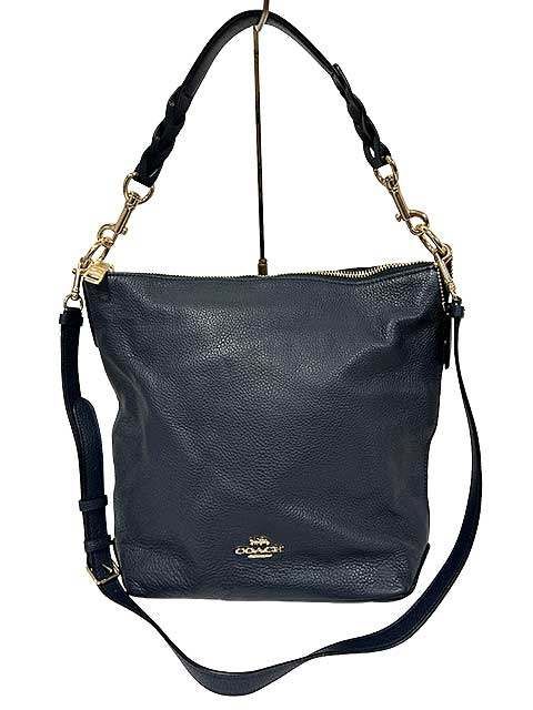 【中古】COACH コーチ バッグ 2WAY レザー ネイビー F31507 レディース ショルダー＿s24＿セルモアから出品＿s-0387-r24