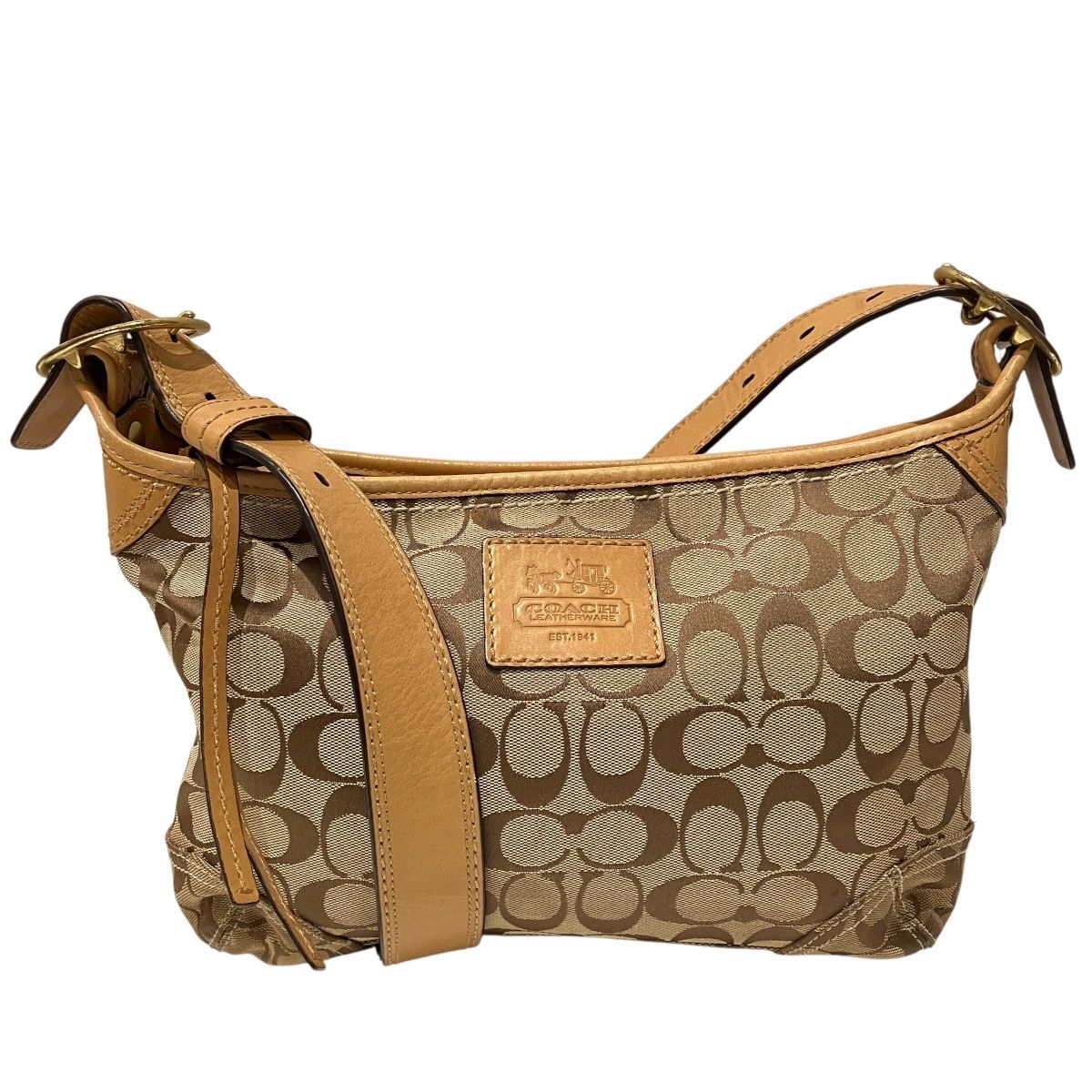 コーチ COACH シグネチャー ショルダーバッグ キャンバス レザー 