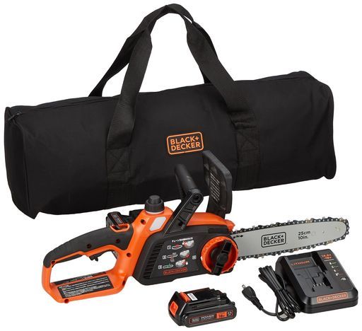 ブラックアンドデッカー(BLACK+DECKER)コードレスチェーンソー250mmDIY電動工具切断工具ガーデニングDIY工具18V2.0Ahバッテリ