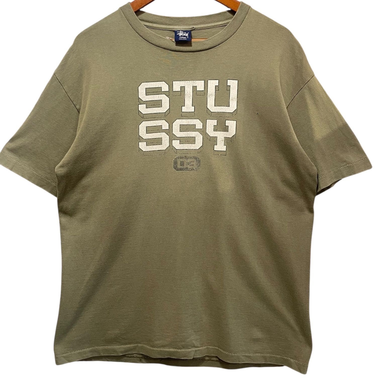 USA製 90s-00s STUSSY Logo S/S Tee オリーブ L ステューシー Tシャツ ロゴプリント