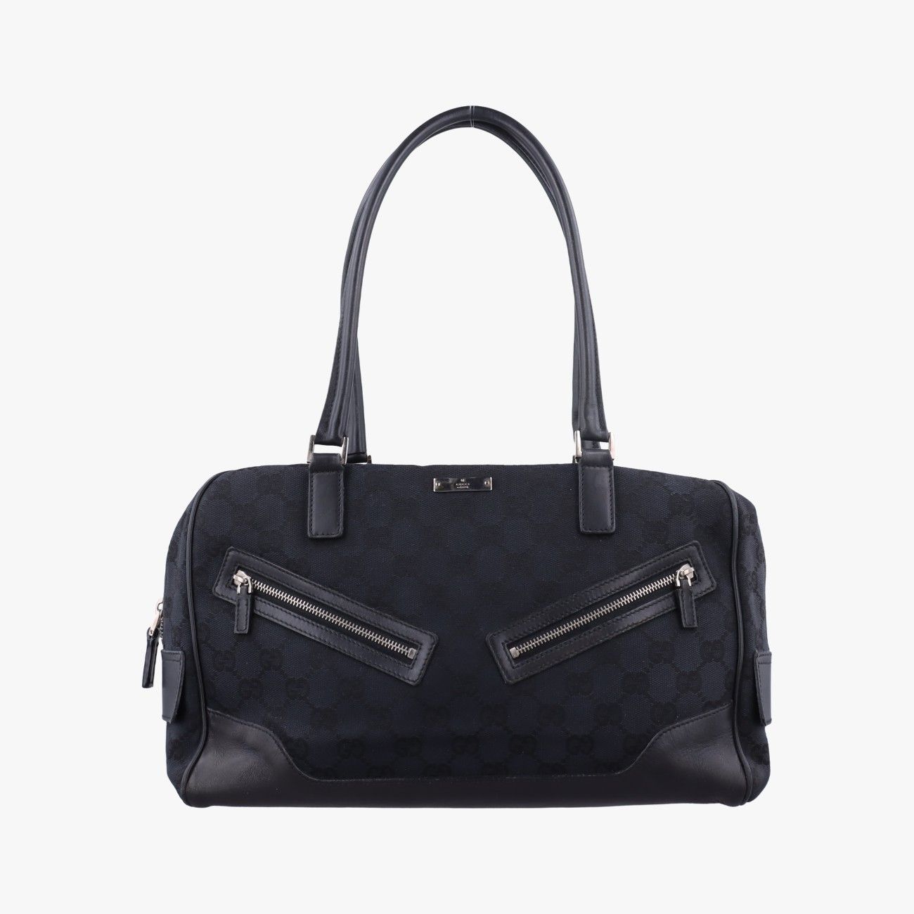 グッチGucciGGキャンバス ブラック ジャガードキャンバス × レザー 002.11