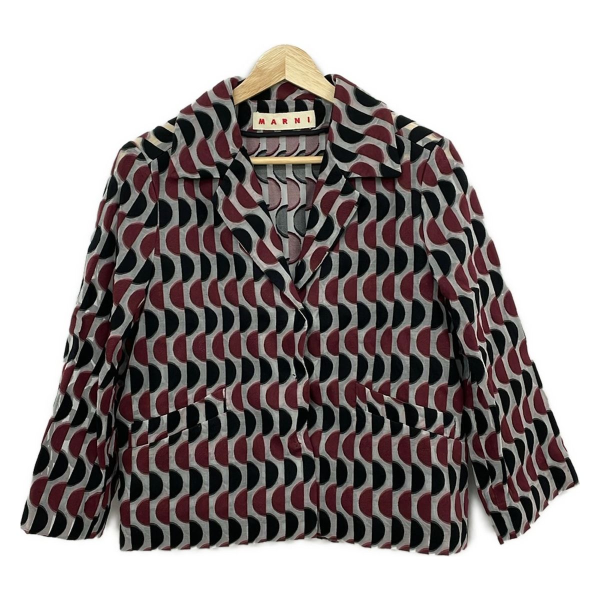 MARNI(マルニ) ジャケット サイズ38 S レディース - 白×黒×ボルドー 長袖/シースルー/春/秋