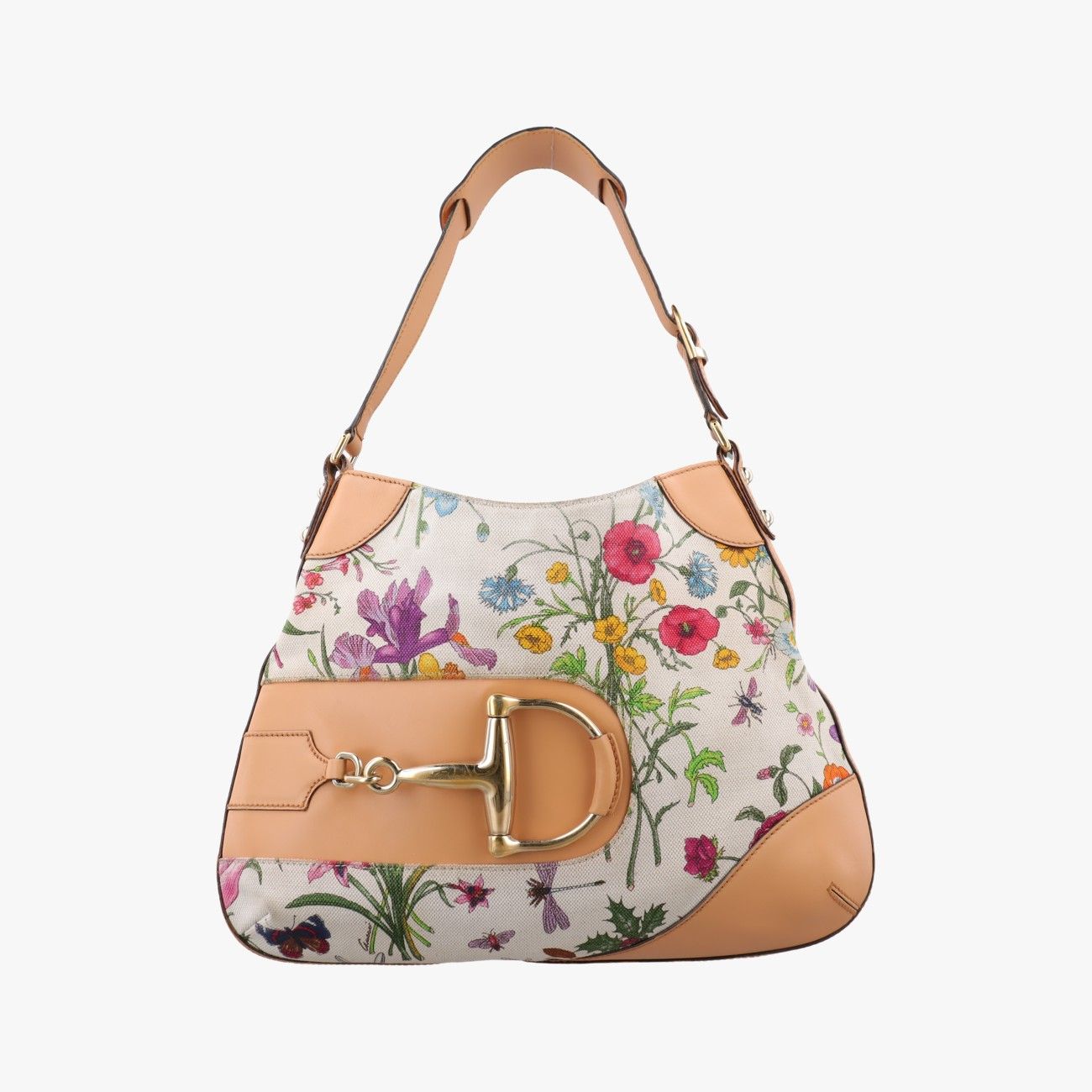 グッチGucciホースビット ホーボー アイボリー×ピンク×マルチカラー キャンバス×レザー 137388