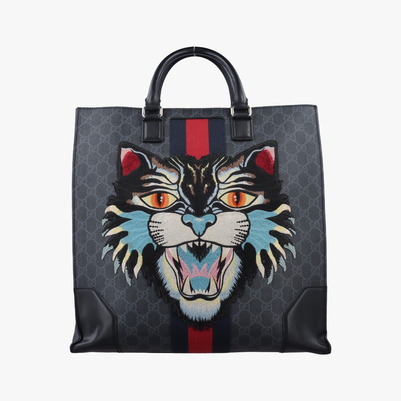 グッチGucciGGスプリーム アングリーキャット ブラック PVCコーティングキャンバス 478326 I022645510