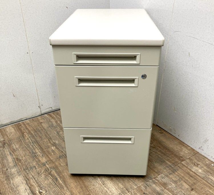 【中古品】トヨスチール 3段脇机 グレー