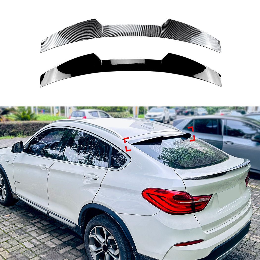 送料無料 ビーエムダブリュー BMW X4 F26 2014-2018 ルーフスポイラー ABS ピアノブラック カーボン調 リアウイング ルーフエンド 外装パーツ 後部印象アップ スポーティ ドレスアップ 高級感演出 バックスタイル引き締め SUVリア上部用