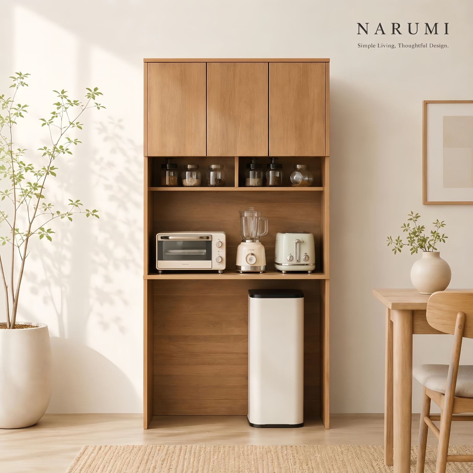 【限定10台｜1000円クーポン配布中」食器棚 カップボード 幅90cm レンジ台 キッチン収納 キッチンボード キャビネット ゴミ箱上ラック 大容量収納 コンセント付き 可動棚 ハイタイプ 高さ180cm 木目調 収納棚 北欧風 おしゃれ ナチュラル