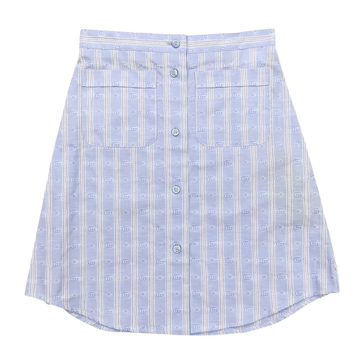 ☆グッチ タイトスカート ストライプ 739403 38サイズ コットン ダブルG ブルー レッド GUCCI