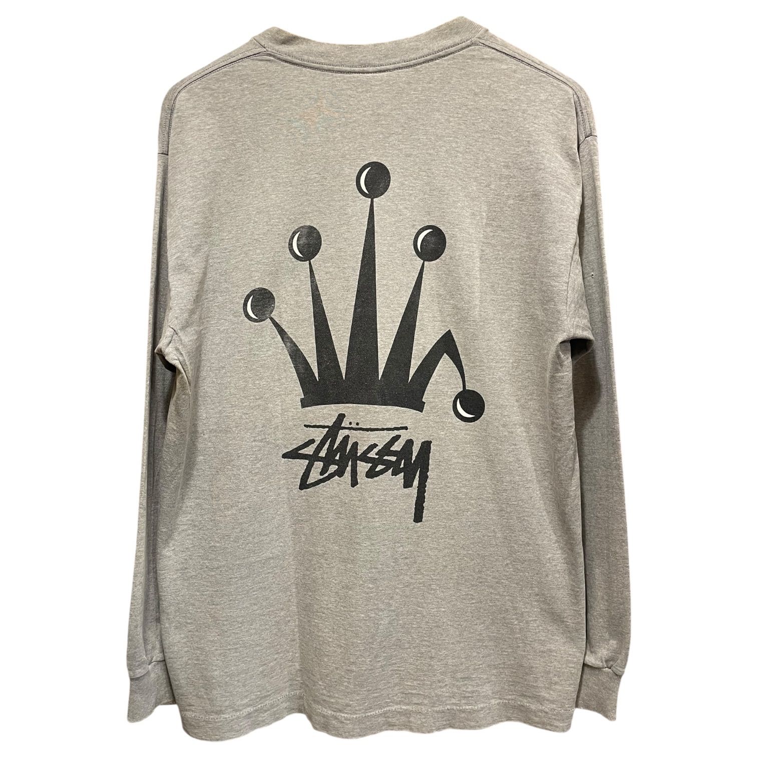 USA製 90s STUSSY “ROLEX CROWN” L/S Tee 灰 L ステューシー ロンT 長袖 クラウン 王冠