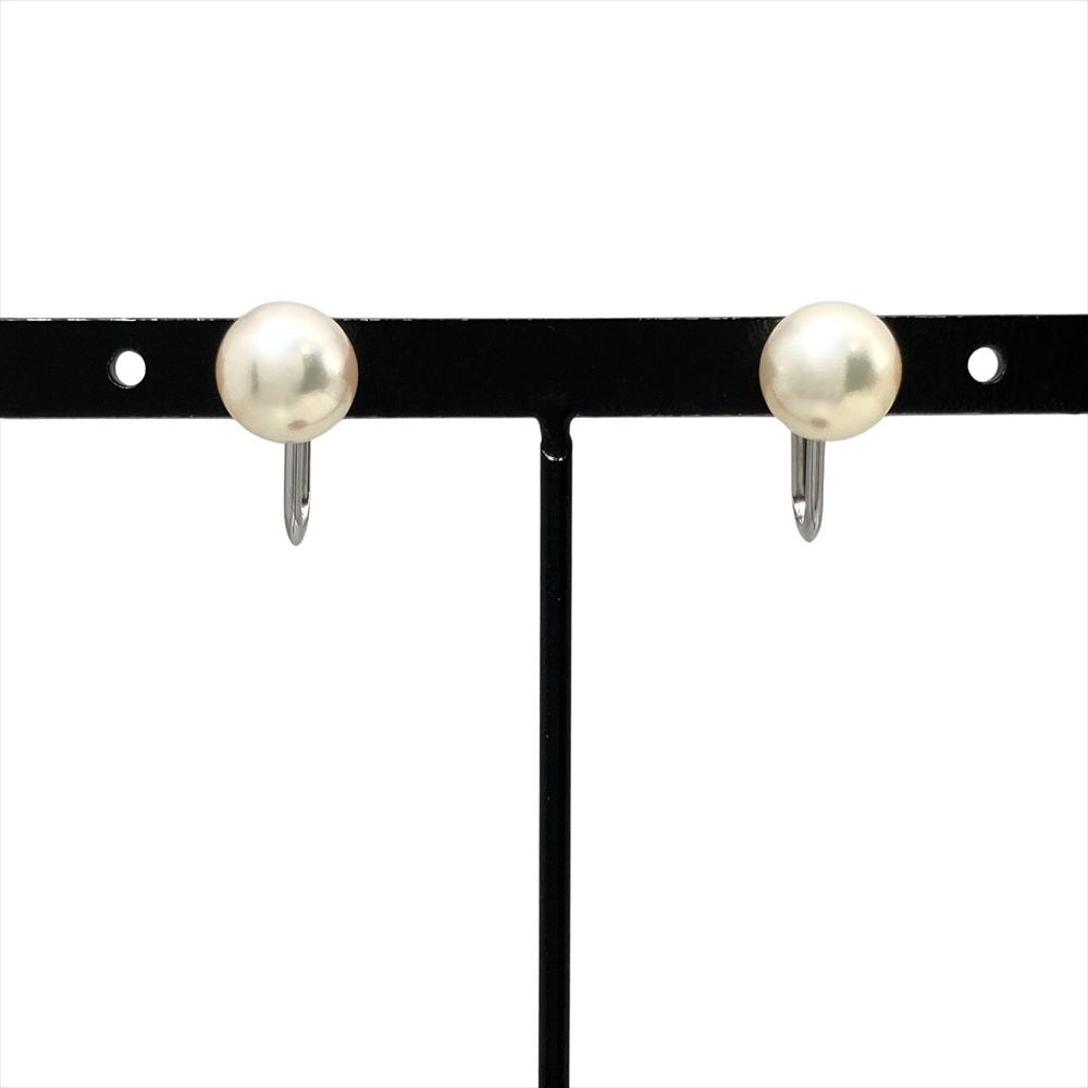ミキモト MIKIMOTO パール 約8ｍｍ イヤリング 真珠 K14WG 3.1g ホワイトゴールド レディース【中古】