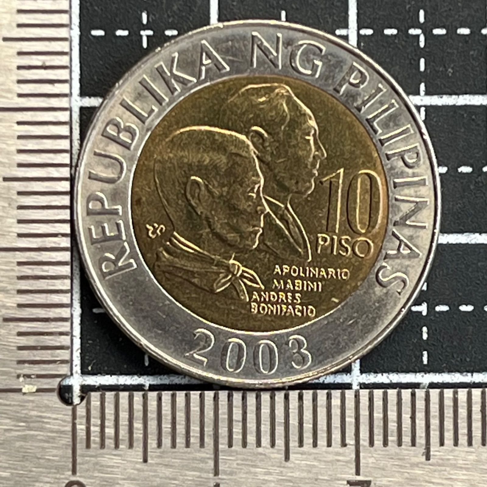 1963年フィリピンアンドレス・ボニファシオ記念大型銀貨 PCGS高鑑定 古銭】2003年 フィリピン 10ピソ バイメタルコイン 未使用級 マビニ