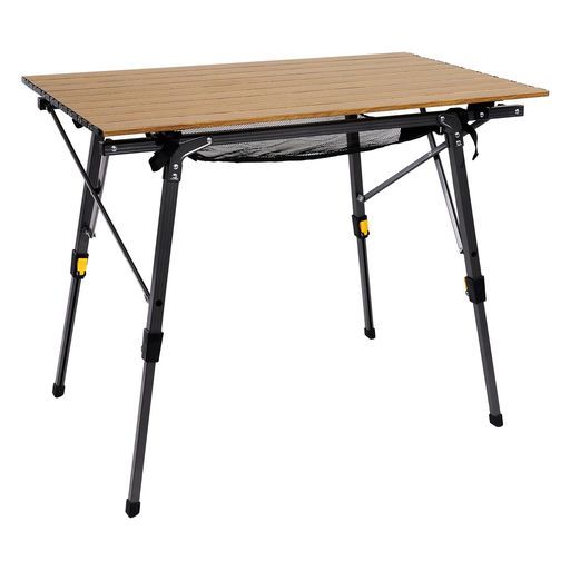 TimberRidgeアウトドアテーブル折りたたみ高さ調節耐荷重30kgアルミロールテーブル収納袋付きコンパクトキャンプ用90L*53W*45-70H