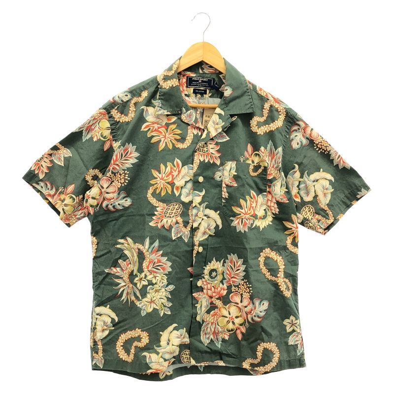 【中古】POLO SPORT アロハシャツ コットン M グリーン ポロスポーツ[10]