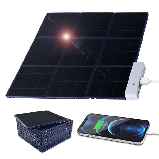 SolarBrickソーラーパネルポータブル充電器9枚セット[くっつけて充電マグネット式パネル拡張超軽量&超小型スマホ充電USB2ポート太陽光発電アウ