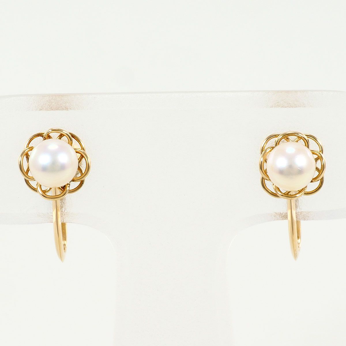 K18YG イヤリング clip-on earrings パール（真珠） 総重量約1.5g