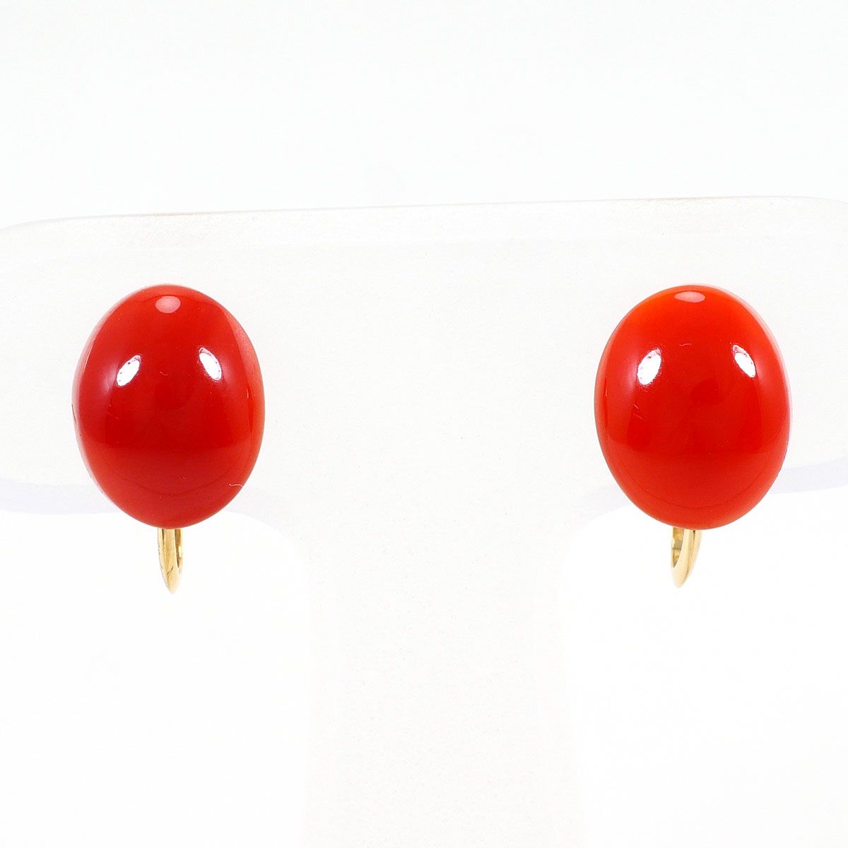 K18YG イヤリング clip-on earrings サンゴ 総重量約1.6g