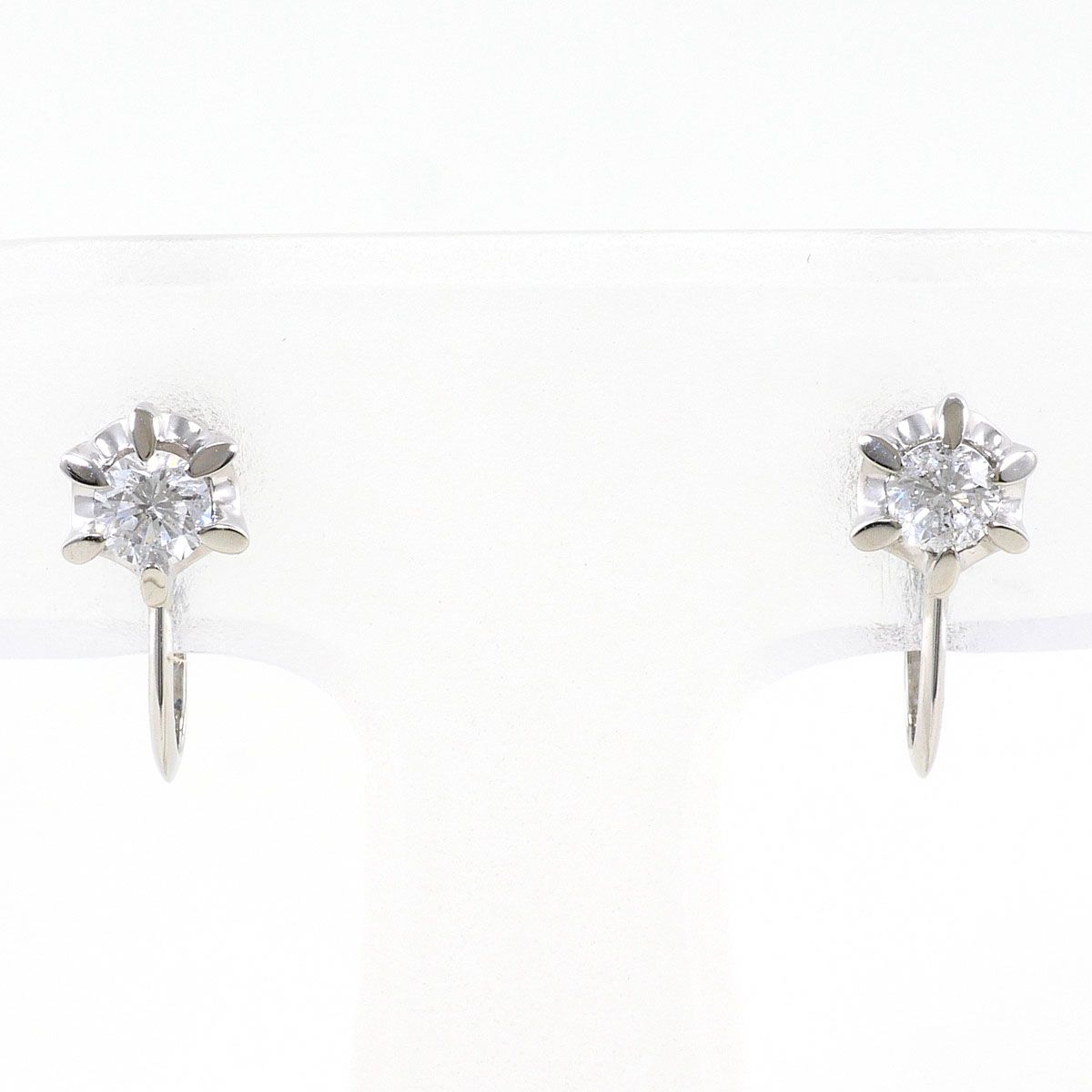 PT900/プラチナ イヤリング clip-on earrings ダイヤモンド 0.15ct 総重量約1.9g