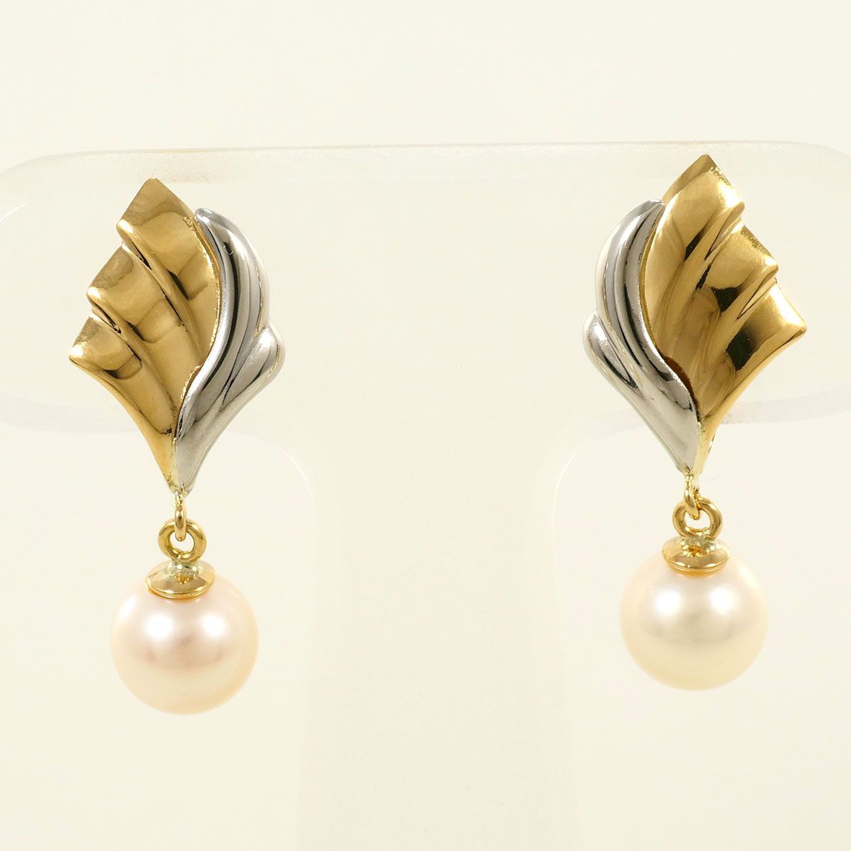 PT900/プラチナ K18YG イヤリング clip-on earrings パール（真珠） 総重量約2.7g