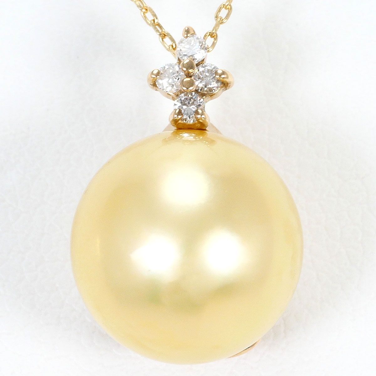 K10YG ネックレス パール（真珠） ダイヤモンド 0.05ct 総重量約3.1g 約43cm