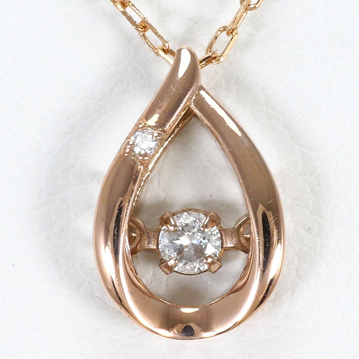 K10PG ネックレス ダイヤモンド 0.05ct 0.005ct 総重量約0.8g 約41cm