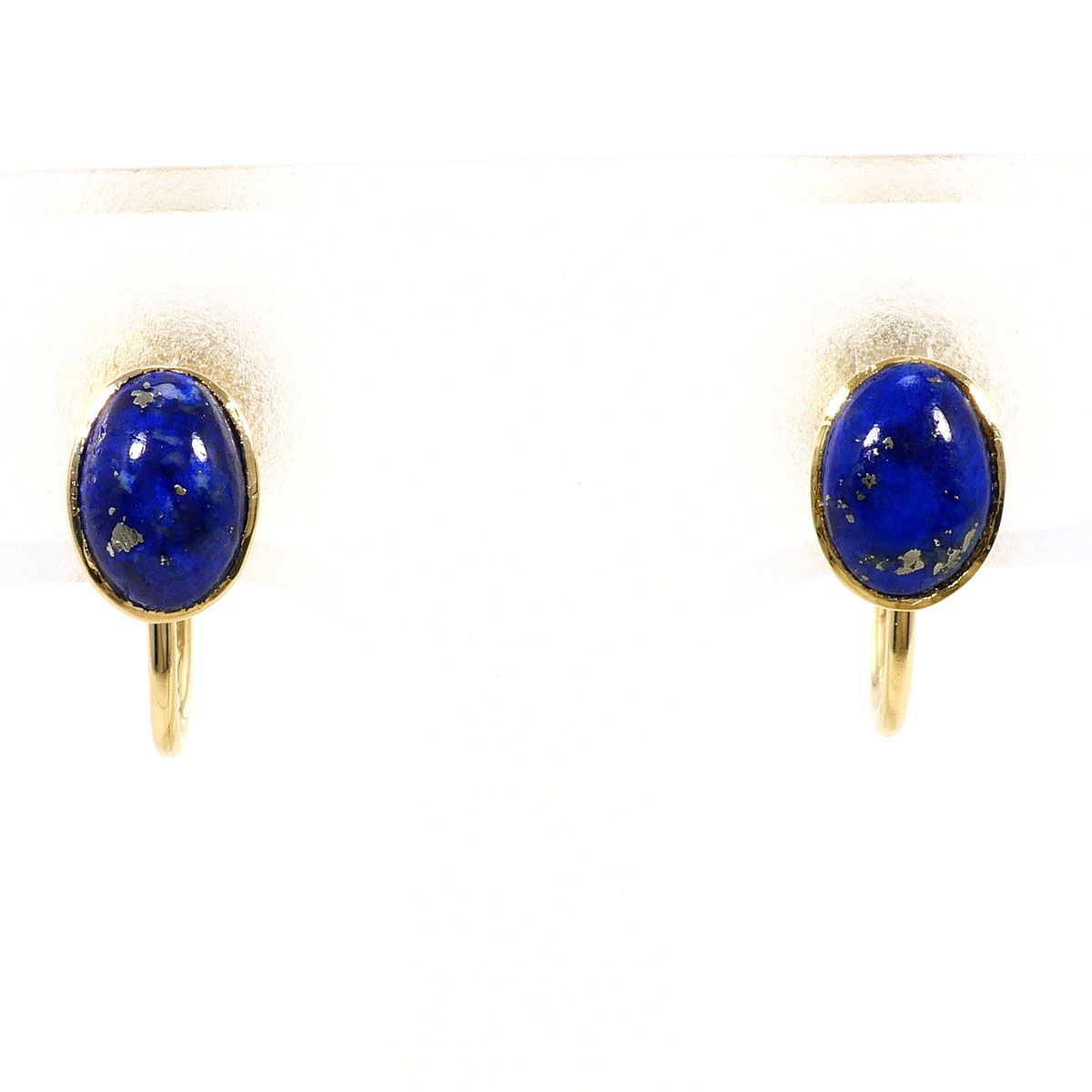 18KYG イヤリング clip-on earrings ラピスラズリ 総重量約2.5g