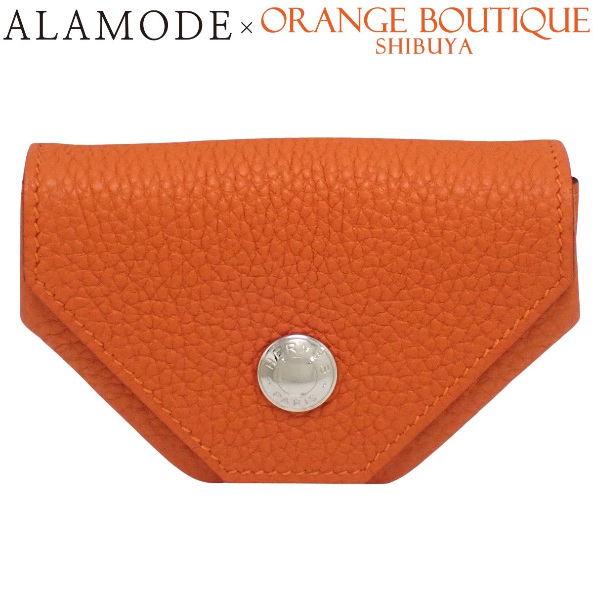 HERMES(エルメス) ル ソワ サンドゥーズ オレンジ トゴ パラジウム金具 シルバー金具 □J刻印 コインケース コインパース ミニウォレット 小物 レディース 40802203257【中古】【アラモード】