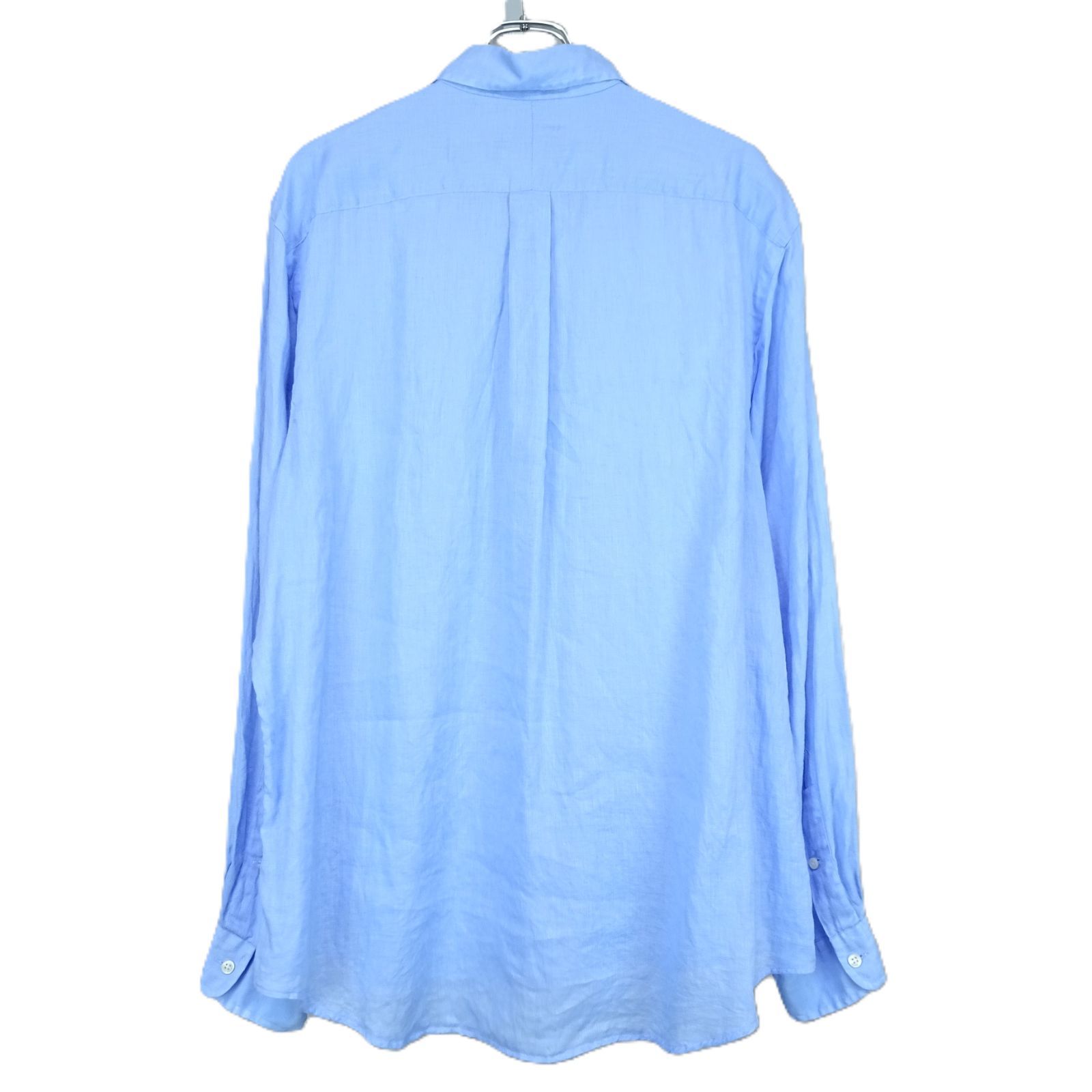 165) 美品 ラルフローレン リネン長袖シャツ XL XXL相当 水色 Ralph 