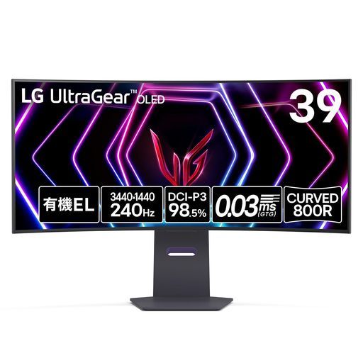【VGP2024Summerゲーミング大賞】LGゲーミングモニターUltraGearOLED39GS95QE-B39インチ/有機EL/21:9曲面ウルトラワイド(3440x1440)/240Hz/0.03ms(GTG)/VESA