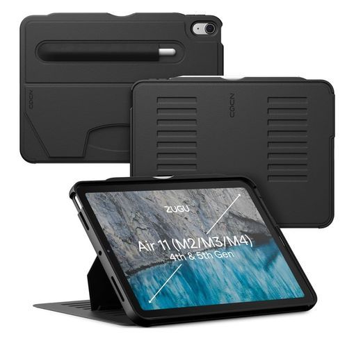 ZUGUCASEiPadAirケース11インチ(M42026&M32025&M22024)/10.9インチ第5世代&第4世代(2022/2020)極薄落下衝撃保護8段階スタンド機能ペンホルダー