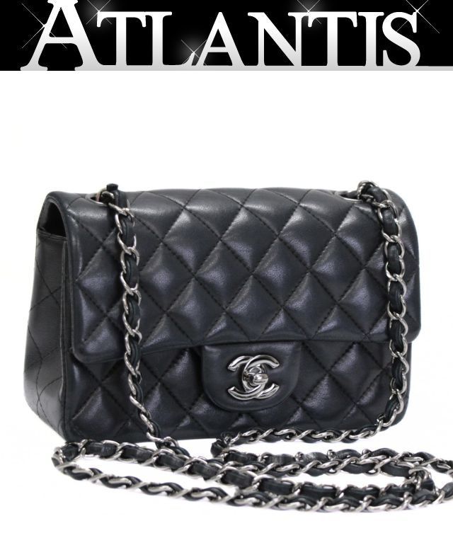 シャネル CHANEL ミニマトラッセ20 チェーンショルダーバッグ ラム 黒