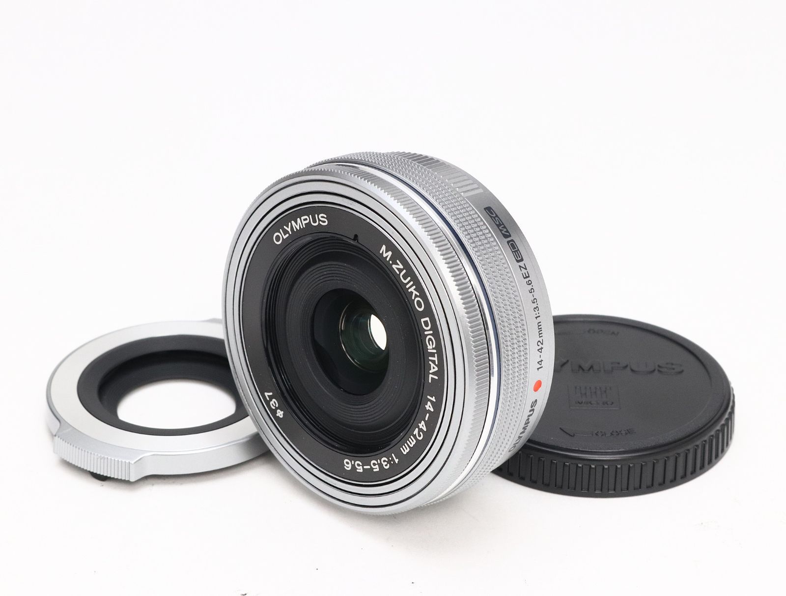 AA (新品級) OLYMPUS オリンパス M.ZUIKO DIGITAL ED 14-42mm F3.5-5.6 EZ パンケーキズームレンズ シルバー 初期不良返品対応 66-138