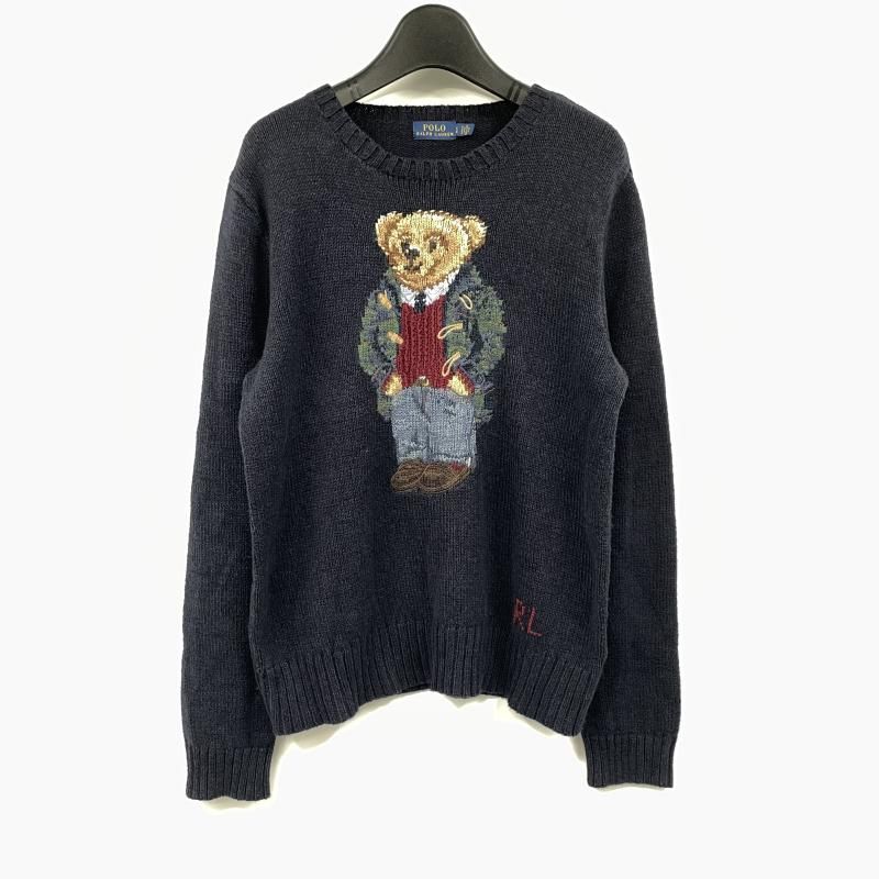 【中古】POLO RALPH LAUREN ポロベアニット サイズL ネイビー ポロ ラルフローレン[17]