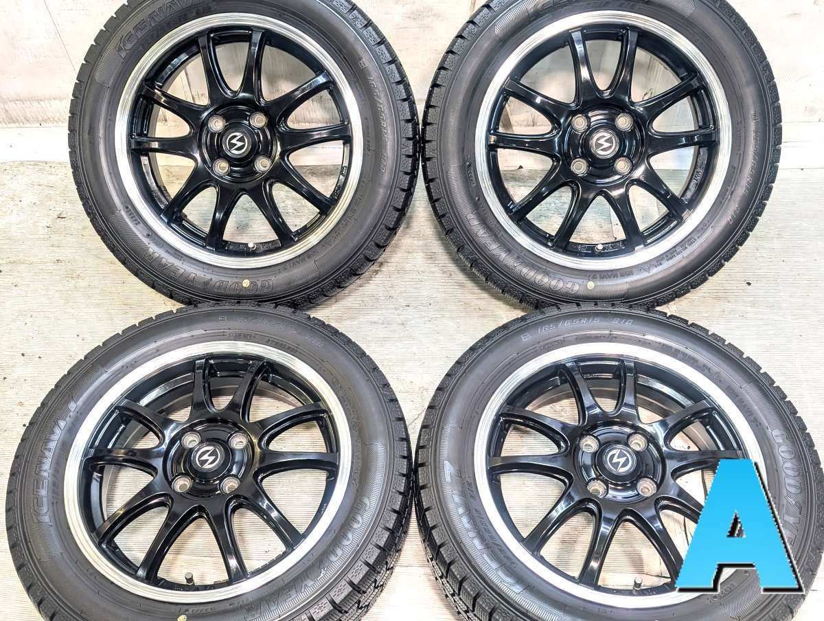 165/65R15 グッドイヤー アイスナビ 7 　 S 15x4.5 45 100-4穴 中古タイヤ スタッドレスタイヤ ホイールセット 4本セット w15260514127