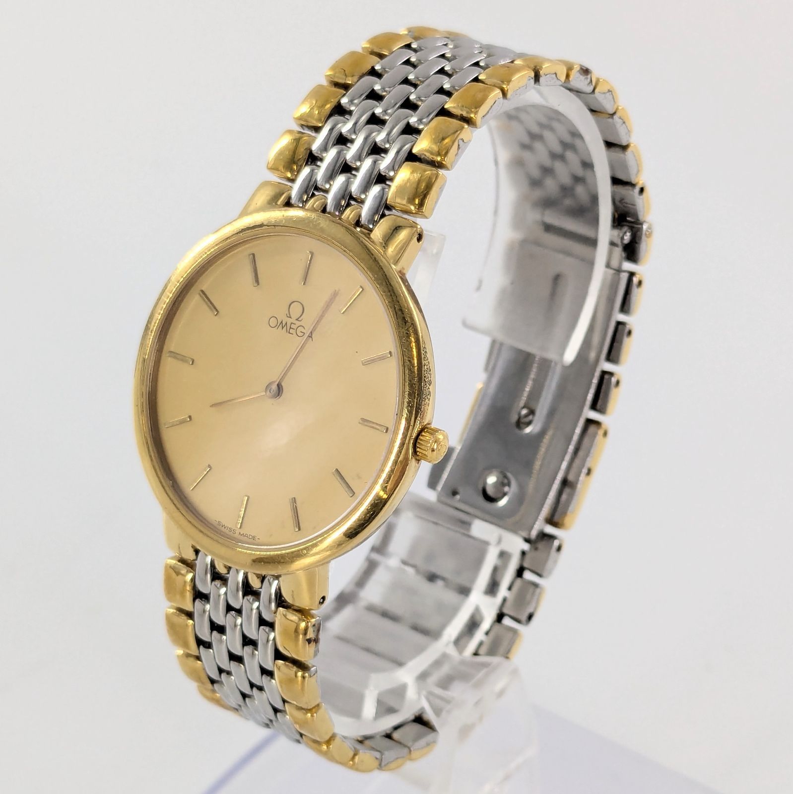 OMEGA オメガ DeVille デヴィル 1451/439 QZ/SS ゴールド文字盤 メンズ