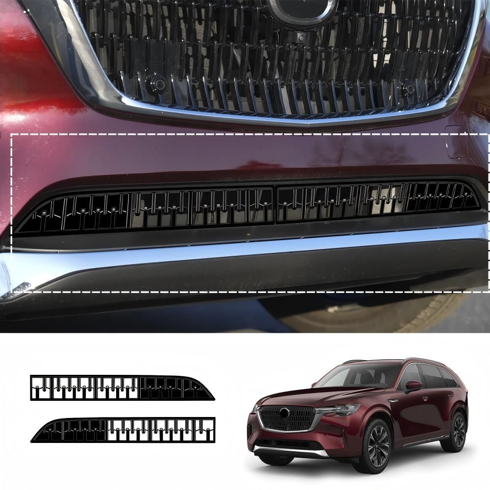 MAZDA マツダ CX-90 2024 年式 ロアグリルパネルカバー 2P ABS 製 グロスブラック 傷防止 ドレスアップ 貼るだけ 車種専用