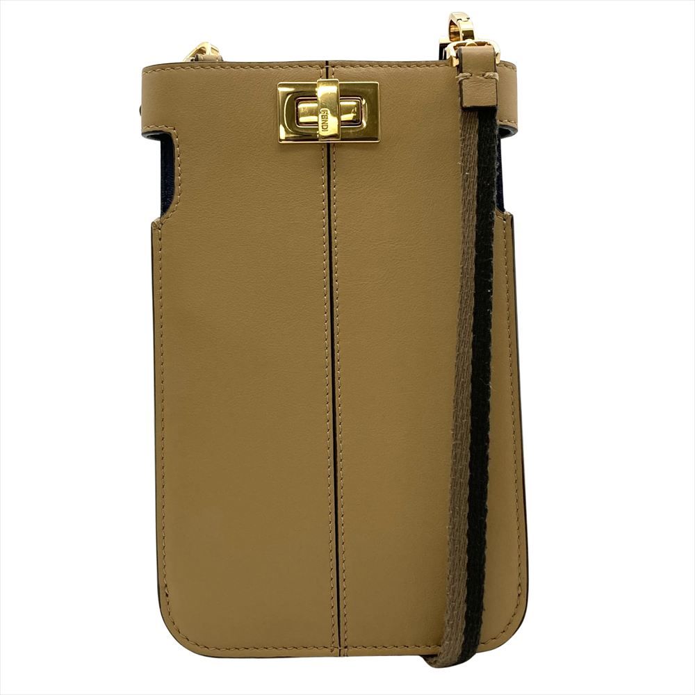 フェンディ FENDI ピーカフォン ショルダーバッグ レザー 8M0422 キャメル ゴールド金具 ユニセックス【中古】