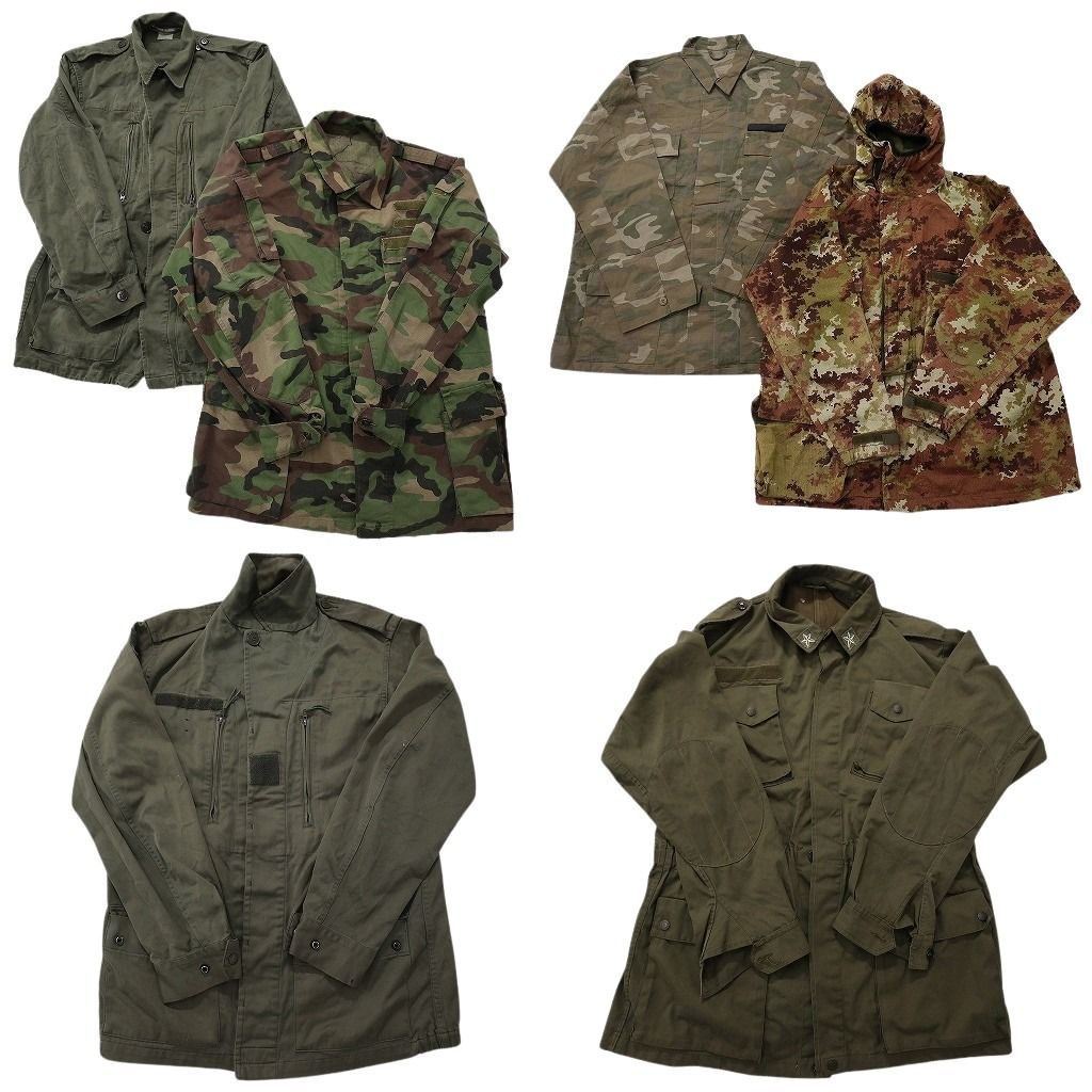 古着卸 まとめ売り ユーロミリタリー ジャケット 6枚セット ( メンズ ) オリーブ カモ柄 イタリア軍 コンバットジャケット 中古古着 NF2873