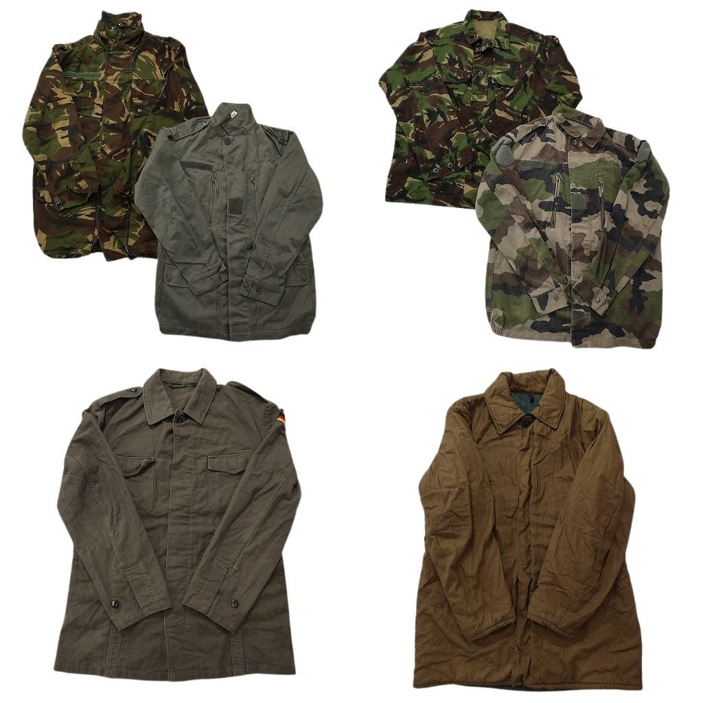 古着卸 まとめ売り ユーロミリタリー ジャケット 6枚セット ( メンズ ) ドイツ軍 カモ柄 無地 DPM オリーブ 中古 古着 NF2878