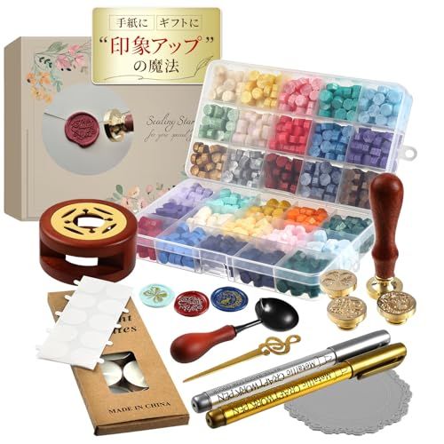 &affetto シーリングスタンプ セット 封蝋 ワックス ヘッド コーティングスプーン シール 手紙 レター 贈り物 招待状 印象アップ 初心者 日本企業*vj a7536e0b