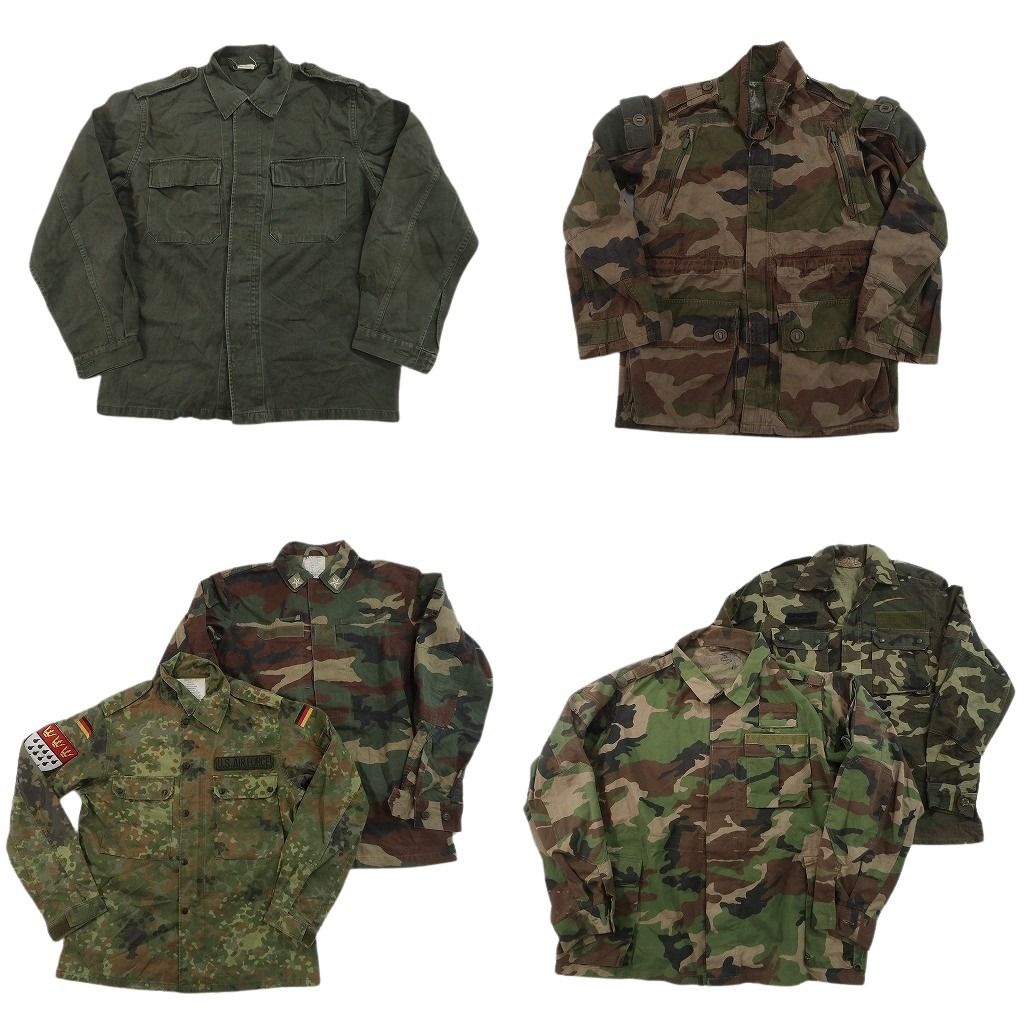 古着卸 まとめ売り ユーロミリタリー ジャケット 6枚セット ( メンズ ) フレクターカモ ドイツ軍 無地 エポレット 中古 古着 NF2925