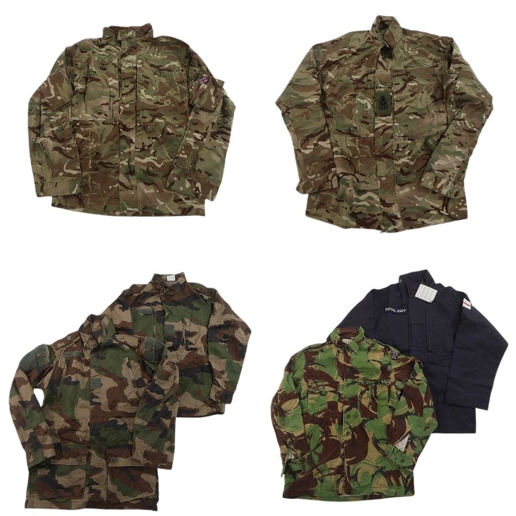 古着卸 まとめ売り ユーロミリタリー ジャケット 6枚セット ( メンズ ) デッドストック イギリス軍 カモ柄 無地 中古 古着 NF2928