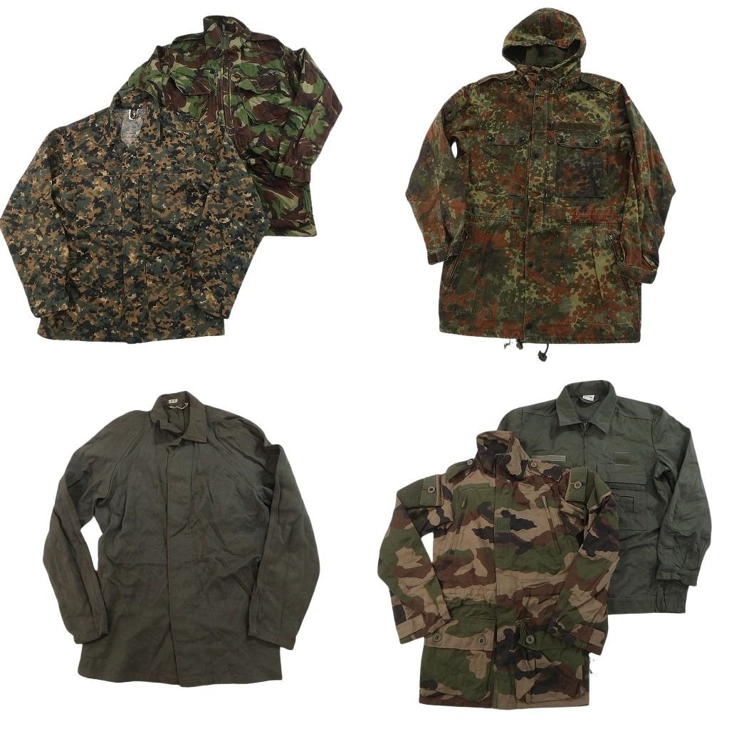 古着卸 まとめ売り ユーロミリタリー ジャケット 6枚セット ( メンズ ) ドイツ軍 カモ柄 フード付き フィールドジャケット 中古古着 NF2934